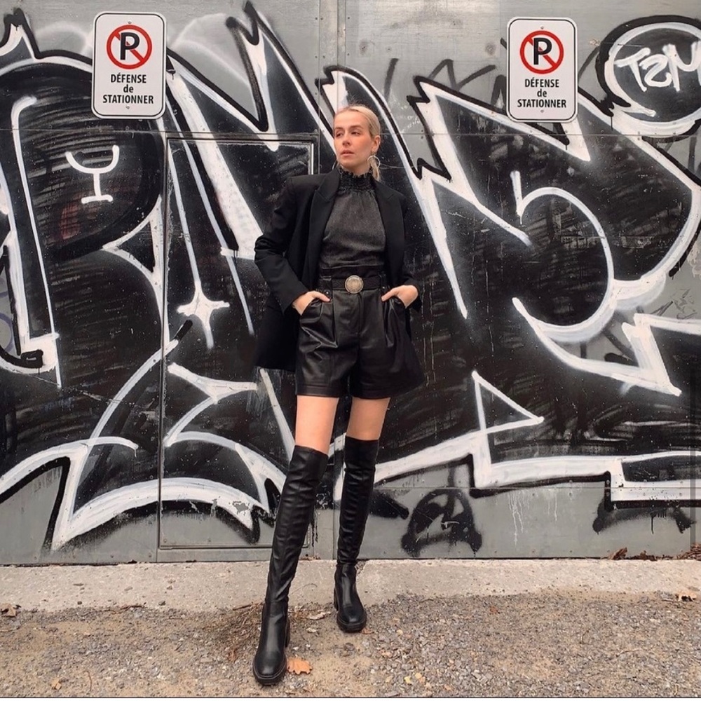 Zara over the knee lug sole boots